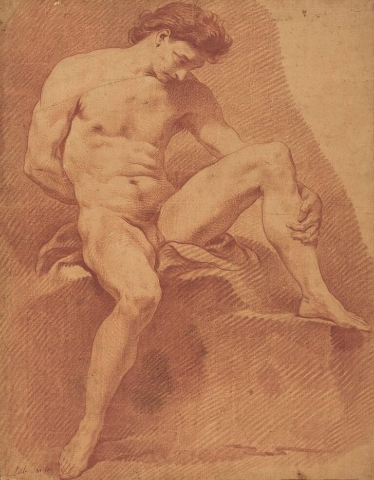 Nu Académique van loo nu masculin assis